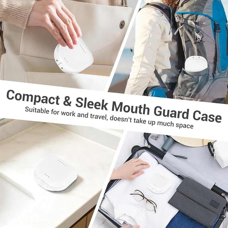 2 Piece Braces Box Set - Portable Dental Box Retainer Case for On the Go, Aligner Box with Ventilation Holes for Mouth Protection & Prostheses, Robust Plastic Case, White & Black
