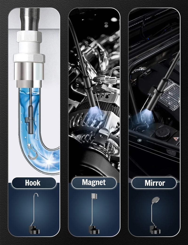 [Australia - AusPower] - Endoscope Camera with Light, 1920P HD Borescope with 8 Adjustable LED Lights, Borescope with 16.4ft Semi-Rigid Snake Camera with Light, 7.9mm IP67 Waterproof Inspection Endoscope for iOS and Android AN112-16.4ft 