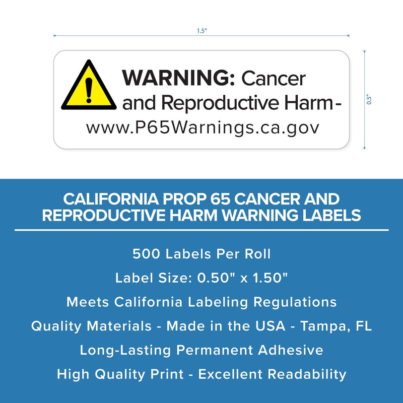 California Prop 65 Cancer and Reproductive Harm Warning Labels