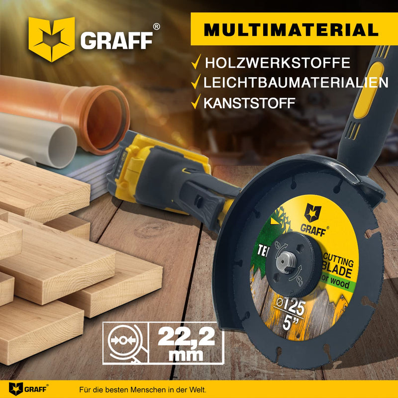 [Australia - AusPower] - Graff Termit Flex Disc for Wood 125 mm / 115 mm, Angle Grinder Wood Cutting Disc (Wood Carving Disc) for Wood Carving and Cutting Speedcutter Diameter 125 mm - wood cutting disc 