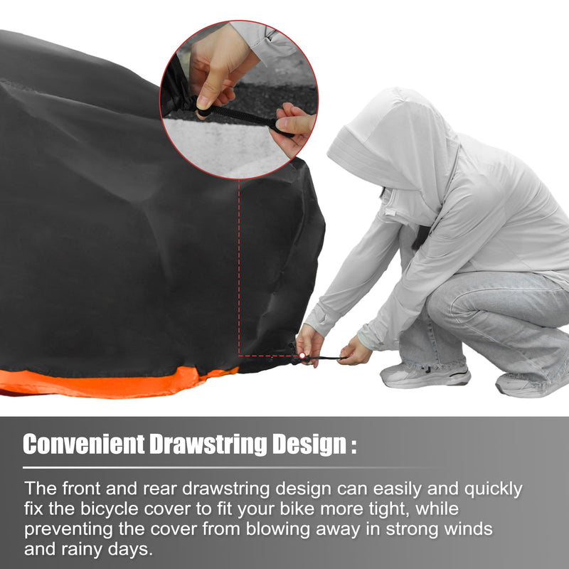 uxcell Bike Cover Outdoor Waterproof Bicycle Cover Sun Dust Wind Proof Bike Rain Covers for Mountain Road Electric City Bike Orange X-Large