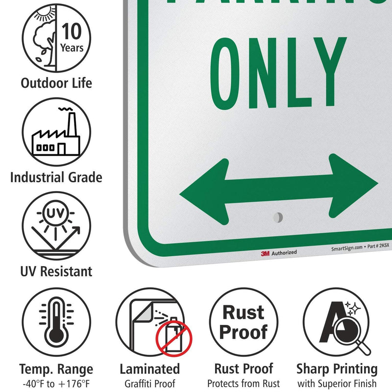 SmartSign - K-8570-EG-12x18 Visitor Parking Only Sign With Bidirectional Arrow By | 12" x 18" 3M Engineer Grade Reflective Aluminum Green on White