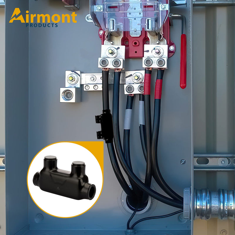 [Australia - AusPower] - (Pack of 4) AP-10201, Black Insulated in-Line Splice Connector, 2-14 Wire Range, 2.46" L x 0.83" W x 1.4" H, Pre-Filled with Oxide Inhibitor, Easy Re-Entry, Rubber Vinyl Coating, 2 Set Screws, 4-Pack Wire Range: 2 - 14 