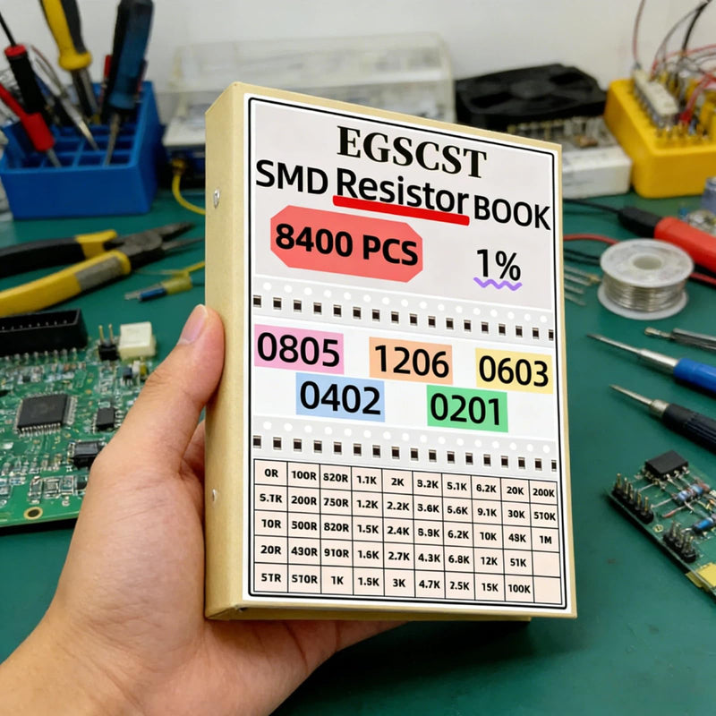 [Australia - AusPower] - 8400PCS 0805+1206+0603+0402+0201 SMD Resistor Kit from 0Ω to 1MΩ 1%, Electronics Component Assortment Sample Book for DIY Project, Electronics Prototyping and Repair 