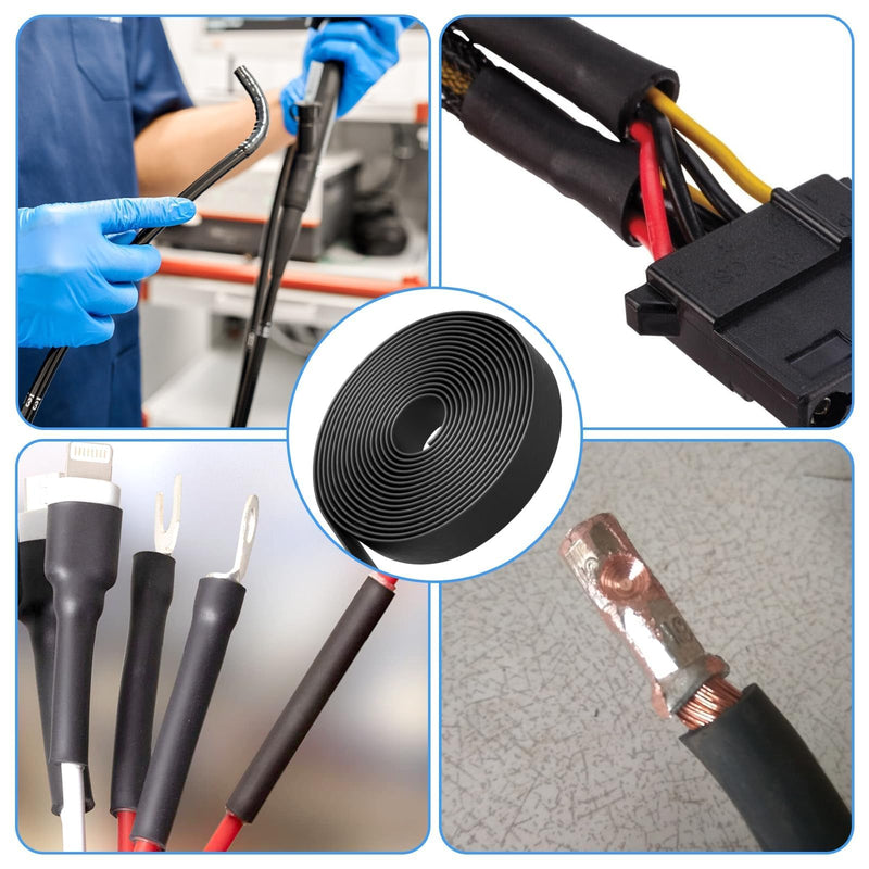 Mbsomnus Heat Shrink Tube with Adhesive 19.1 mm Heat Shrink Tube 3:1 (2 M) | Waterproof Heat Shrink Tubing Black Heat Shrink Tubing Roll Insulation Heat Shrink Tube for Cable Insulation 19.1mmx2m