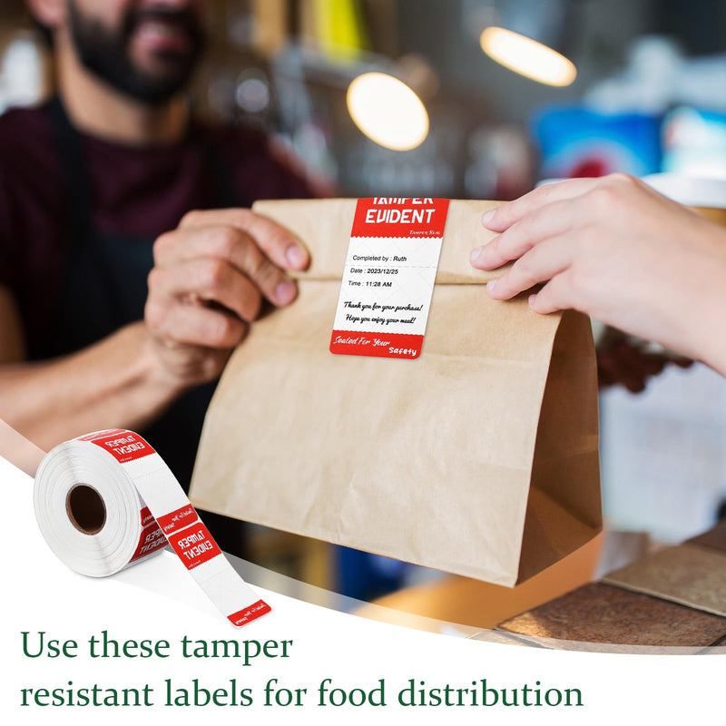 1 x 1000 Pcs Tamper Evident Stickers 2" x 4" Thermal Printer Sticker Paper Seal Tamper Proof Stickers for Drivers Safety Seal Writable Delivery Label (Red) Red