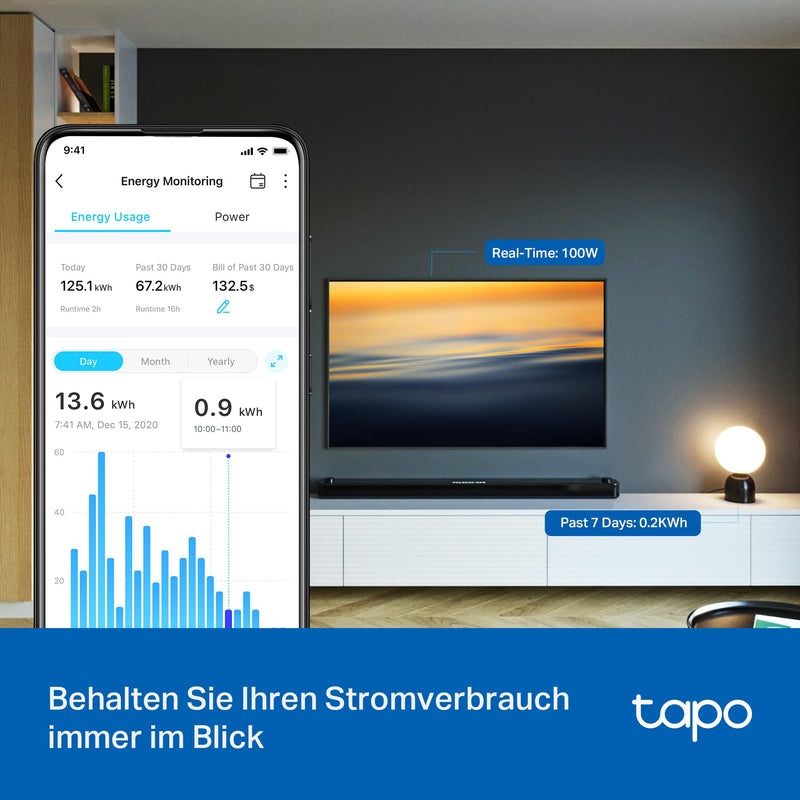 Tapo TP-Link Smart WiFi Socket P110 with Energy Consumption Meter, Smart Home Alexa Socket, Works with Alexa, Google Home, Voice Control, Remote Access, Mini, 4 Pack | Program schedules and timers. Energy monitoring absence mode app control tapo voice ...