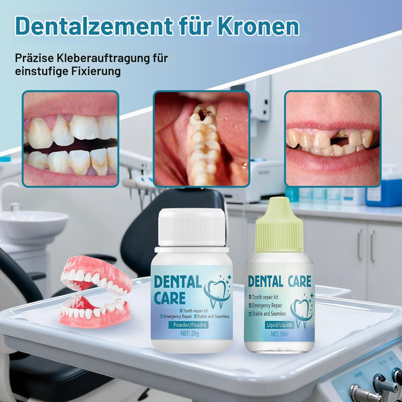 Dental Cement for Crowns, Dental Repair Kit, Denture Glue | Dental cement self-hardening permanent, temporary dental adhesive, temporary tooth filling, solution for crowns, bridges