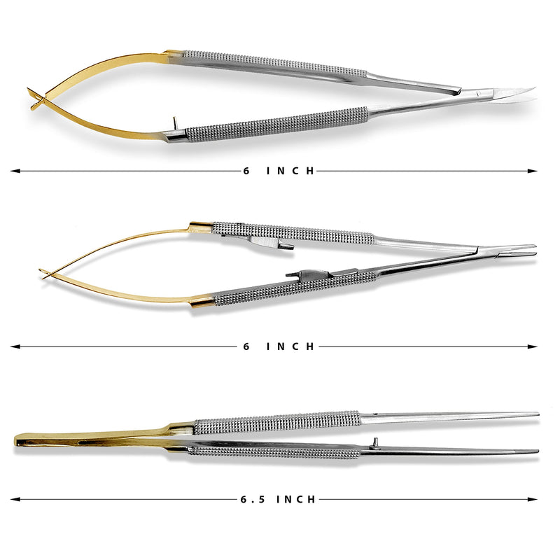 [Australia - AusPower] - SURGICAL ONLINE Premium Grade Castroviejo Micro Forceps, Scissors Set - Versatile Microsurgical Instrument, Corrosion Resistant Stainless Steel, Tungsten Carbide 