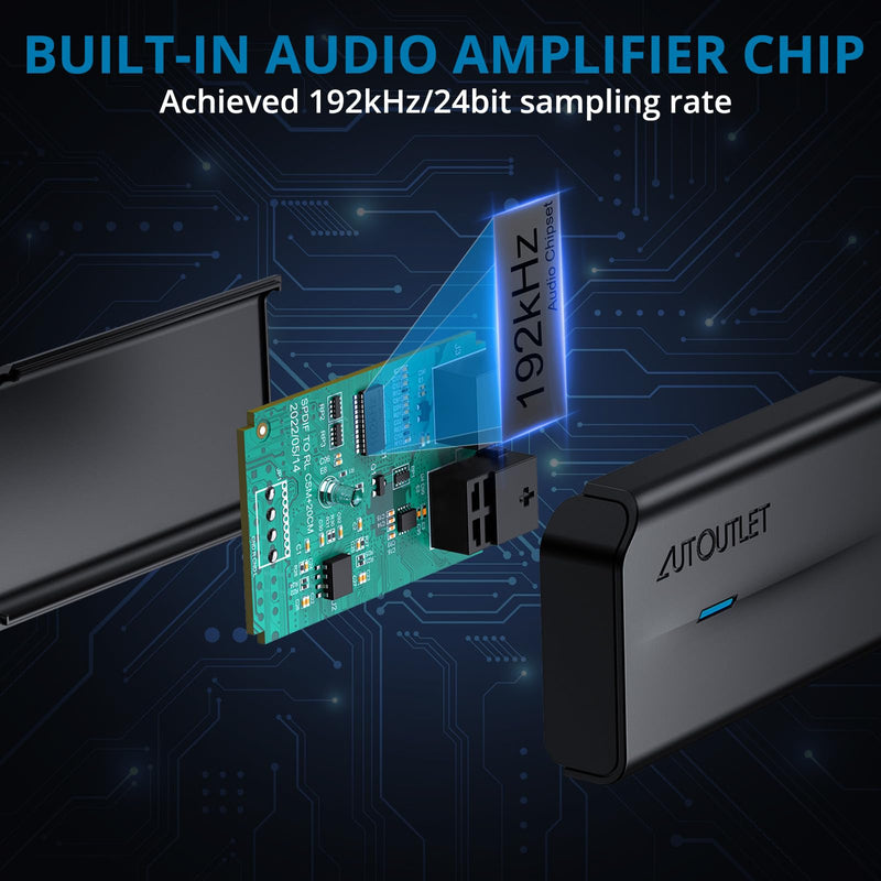 [Australia - AusPower] - AUTOUTLET 192kHz DAC Optical to 3.5mm Converter with Volume Control, Digital to Analog Audio Converter, Optical Cable to Aux Adapter Built-in Amplifier Chip Suitable for HDTVs, DVD, Set-top Boxes 