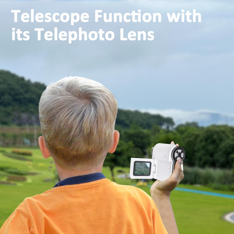 [Australia - AusPower] - Microscope for Kids - 1000X Portable Kids Microscope Handheld Microscope | Telescope and Microscope with 32GB SD Card | Photo and Video Mini Microscope | Science Kits for Kids Over 3 Years Old White 