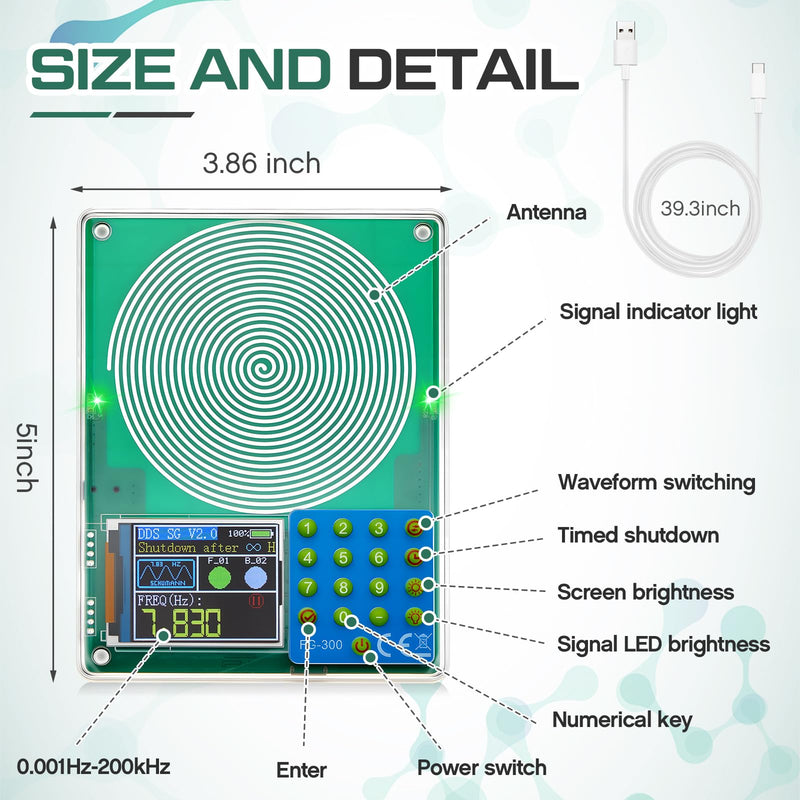 Relaxweex 0.01 to 200000Hz Adjustable Schumann Resonance Generator Ultra Low Frequency Generator Resonator Sound Frequency Machine with USB and Acrylic Case for Sleep, Yoga, Meditation, Stress Relief