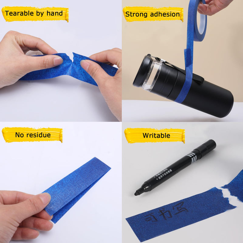 [Australia - AusPower] - 4 Rolls Premium Painters Tape, Blue Tape, Masking Master Tape, Paint Tape for Multi-Purpose, Painting, Painter's, DIY Crafts Arts (88yd =0.94IN*22yd*4) Decoration Labeling No Residue, Easy Removal 4 Rolls / Pack 