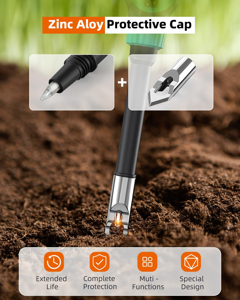 Tadeto Soil pH Tester, High Accuracy Digital pH Meter for Soil, Garden, Water, Plants, Solution and Food, Soil pH Test Kit with Thermometer LCD Display, Calibration Powder and Alloy Protective Cap Blue