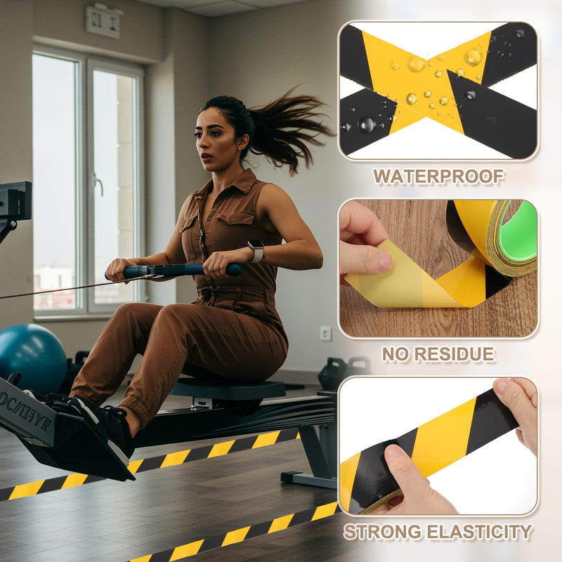 PATIKIL Floor Marking Tape 2 Inch x 110 Ft, 4 Pcs Self-Adhesive Warning Safety Tape Caution Stripe for Walls Floors Pipes Equipment Outdoor, Black/Yellow