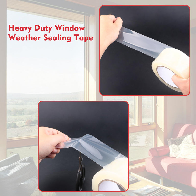 LLPT Transparent Weather Stripping Tape 4” x 108 Ft for Window and Door Ultra High Performance Weather Resistant Tape for Window Draft Insulation No Mess (WWT408) 4" x 108 Ft Clear