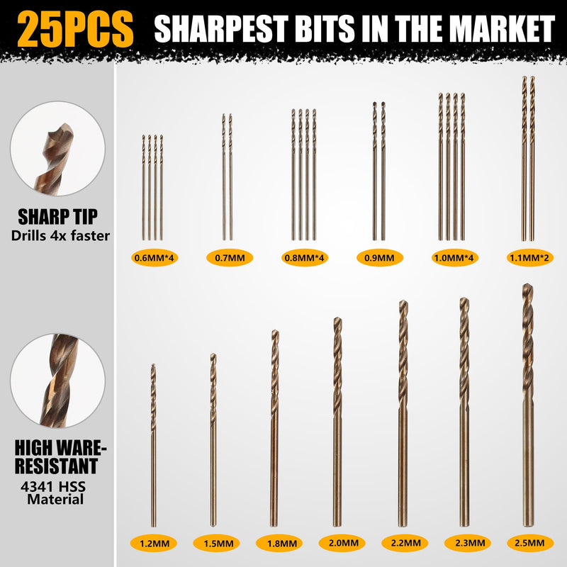 [Australia - AusPower] - Mulwark Precision Pin Vise Hand Drill Set 25 Pcs - Premium Manual Small Hand Drill with HSS Micro Twist Bits for Jewelry, Wood, Plastic, and More - Mini Hand Drill for Crafts 1 