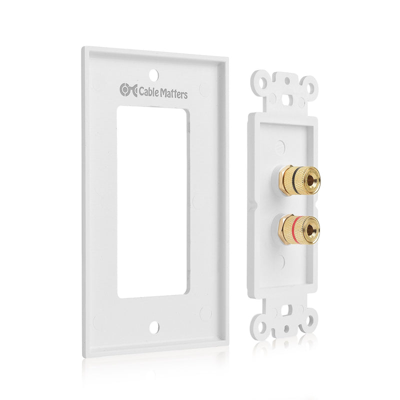 [Australia - AusPower] - Cable Matters 2-Pack Speaker Wire Wall Plate, Gold Plated Speaker Wall Plate, Banana Plug Wall Plate for 1 Speaker, White 1-Speaker 