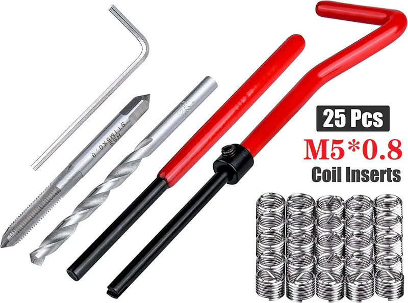 [Australia - AusPower] - Fixinus 30 Piece M5 x 0.8mm Thread Repair Insert Kit, Stainless Steel Thread Repair Kit Helicoil Coil Compatible Hand Tool Set for Auto Repair 