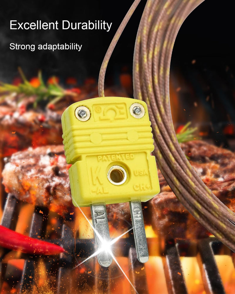 [Australia - AusPower] - 5Pcs K Type Mini-Connector Thermocouple Temperature Probe Sensor, 3 Meters Long Temperature Sensing Line, Measure Range -50°C~482°C (-58°F~899°F) 3 M 