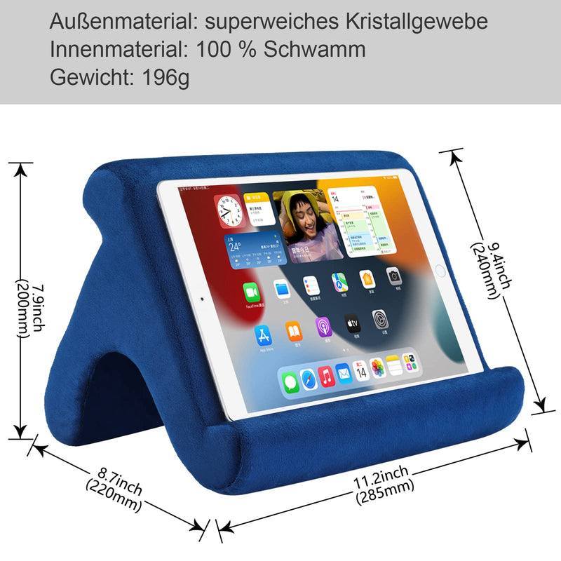 [Australia - AusPower] - Tablet Pillow Stand Holder Dock for Bed with 3 Viewing Angles , Compatible with all tablets ,Phones and iPad Pro 9.7, 10.5,12.9 Air Mini 4 3, Kindle, E-Reader and books(Navy) Navy 