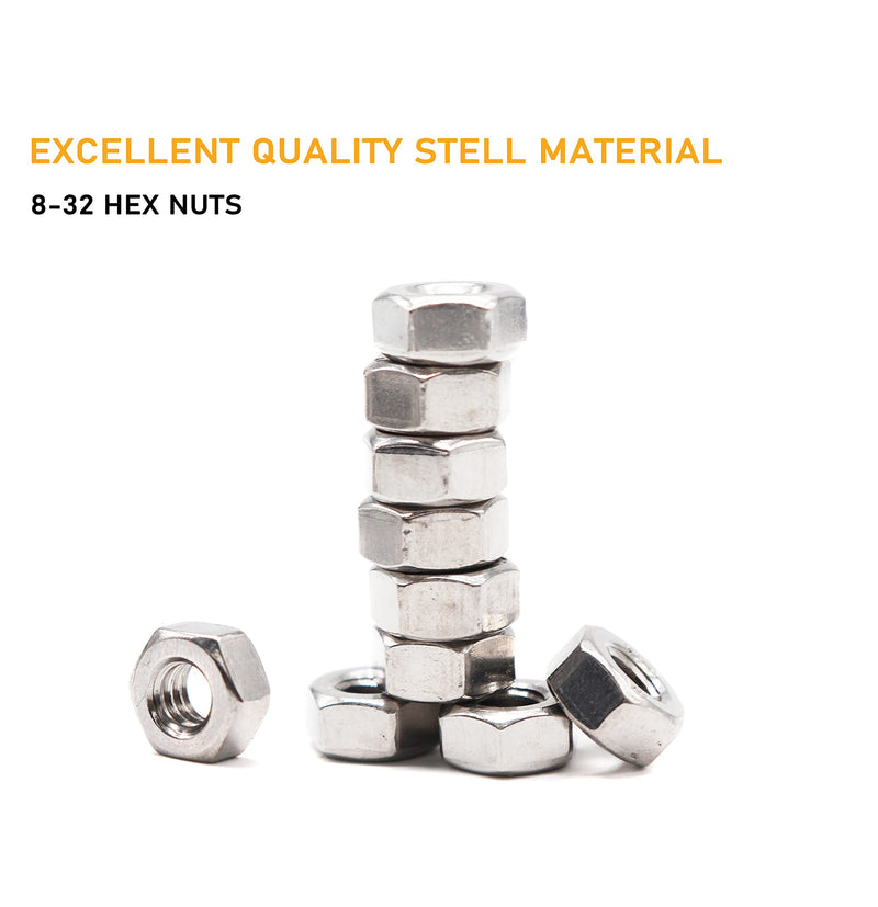 [Australia - AusPower] - binifiMux 100pcs SAE #8-32 304 Stainless Steel Hex Nuts Lock Nuts #8-32 100pcs 