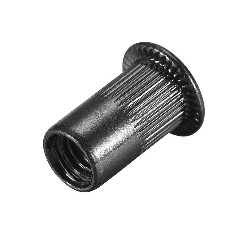 [Australia - AusPower] - uxcell M5 Rivet Nuts Carbon Steel Zinc-Plated Knurled Flat Head Threaded Insert Nut Black 20Pcs 