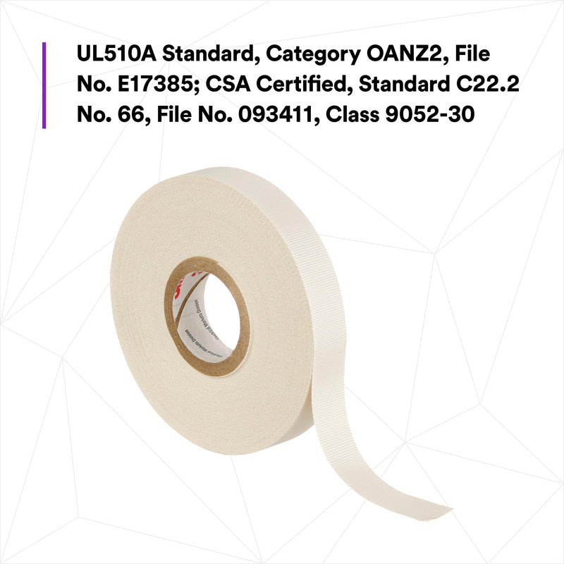 3M Glass Cloth Electrical Tape 27, ½ in x 66 ft, 1 Roll, Non-Corrosive Adhesive, Pressure Sensitive, High Temperature, Corrosion Protection, 7-mil Woven 1/2 in x 66 ft