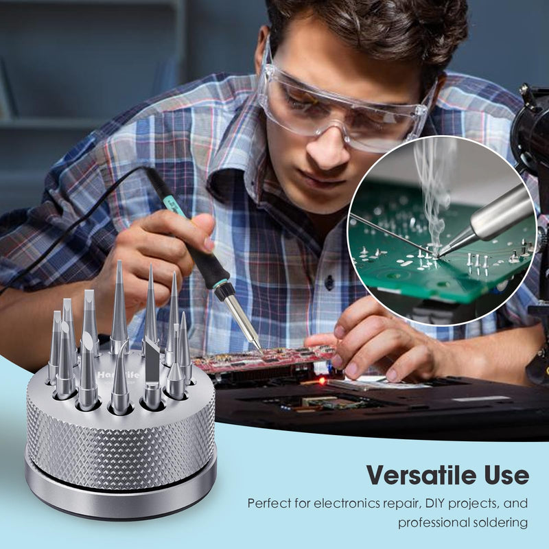 HANGLIFE ET Soldering Iron Tips with Tips Holder for Weller WE1010NA WES51/50 WESD51 WCC101 PES51/50 WEP70 LR21 and More Soldering Stations/Irons – Replacement Solder Tips for Weller Welding Equipment 12pcs+holder