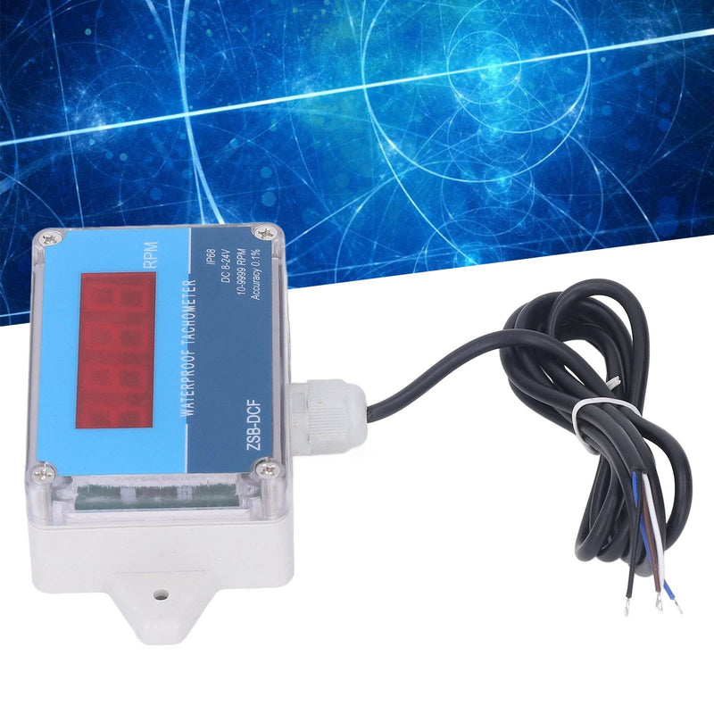 [Australia - AusPower] - Motor Tachometer LED Digital Display RPM Speed Meter Sensor IP68 Waterproof DC 8V to 24V 