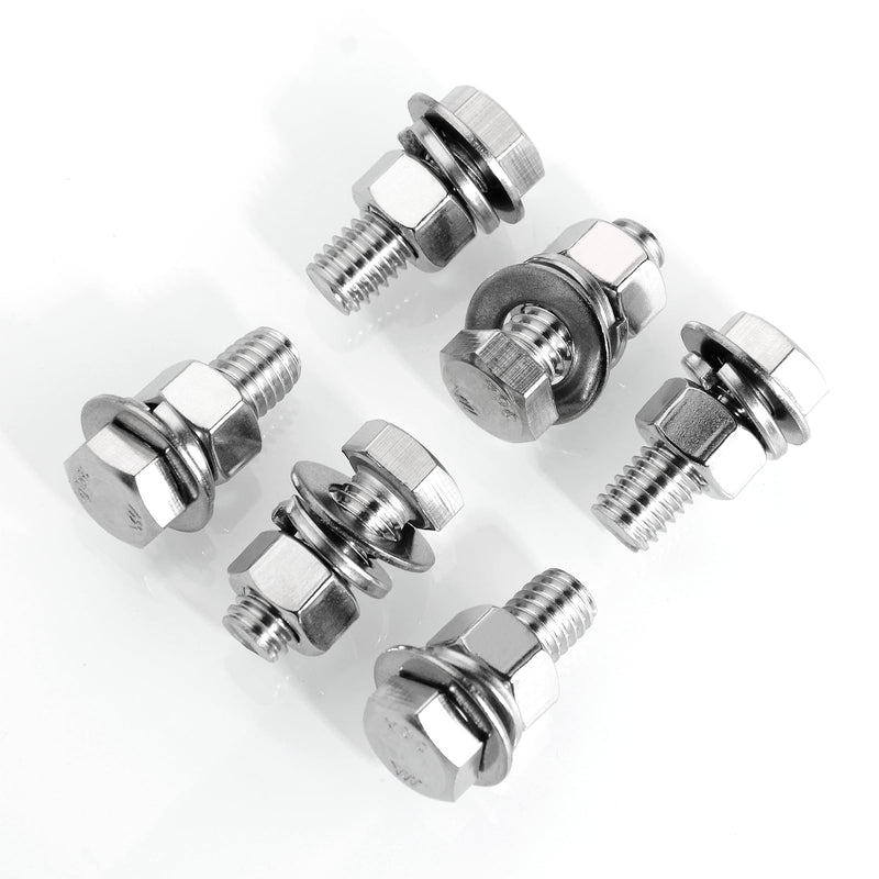 [Australia - AusPower] - (8 Sets) 3/8-16x1" Hex Head Stainless Steel Bolts and Nuts with Flat & Lock Washers, 304 Stainless Steel 18-8, Fully Threaded, 3/8 Bolt (8Sets) 3/8-16x1" 