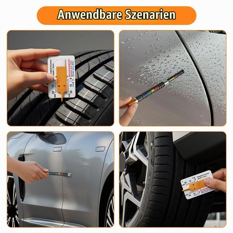 Magnetic Paint Thickness Gauge, Paint Thickness Gauge for Motor Vehicles, with a Tread Depth Gauge, Waterproof and Portable, Body Damage Detector, with Magnetic Probe Scale