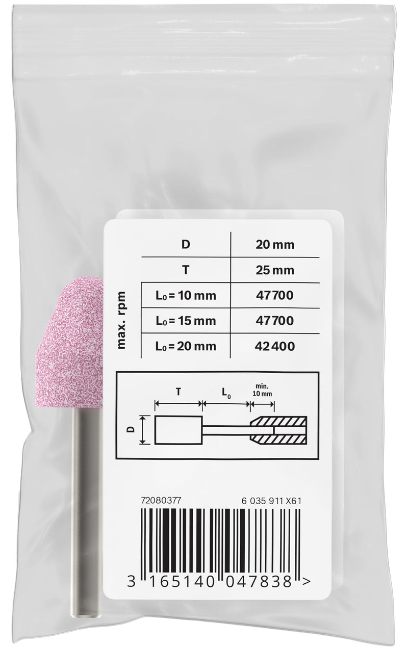 [Australia - AusPower] - Bosch 2608620014 Grinding Stone, conical, Medium-Hard 6 mm, 60, 20 mm, 25 mm 
