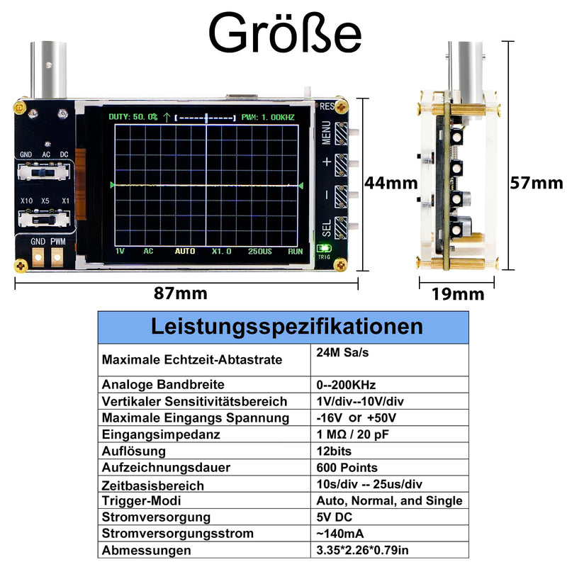 [Australia - AusPower] - Treedix Handheld Digital Mini Oscilloscope Kit with 2.4 Inch LCD Screen, 3 Trigger Modes, 24MSa/s High Sample Rate, 200 kHz Bandwidth, X10/X5/X1 Sensitivity, GND/AC/DC Pairing Method 