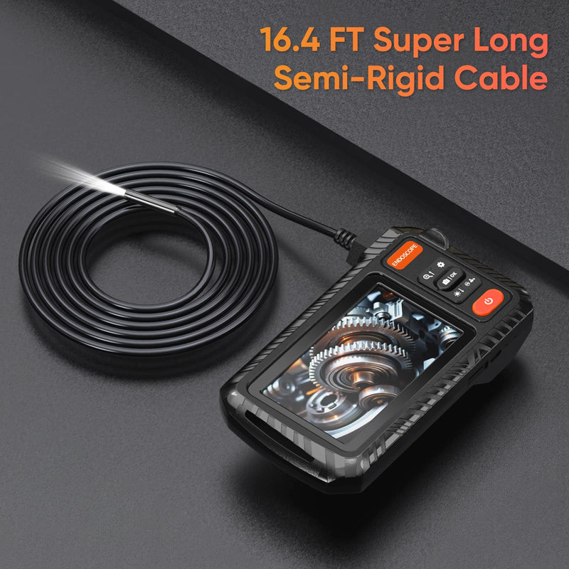 [Australia - AusPower] - Endoscope Camera with Photo Video Recording, 1080P Borescope Camera with Light, Industrial Inspection Camera, Waterproof Snake Camera, Car Engine Borescope with 4.3" Screen, 16.4FT Semi-Rigid Cord 