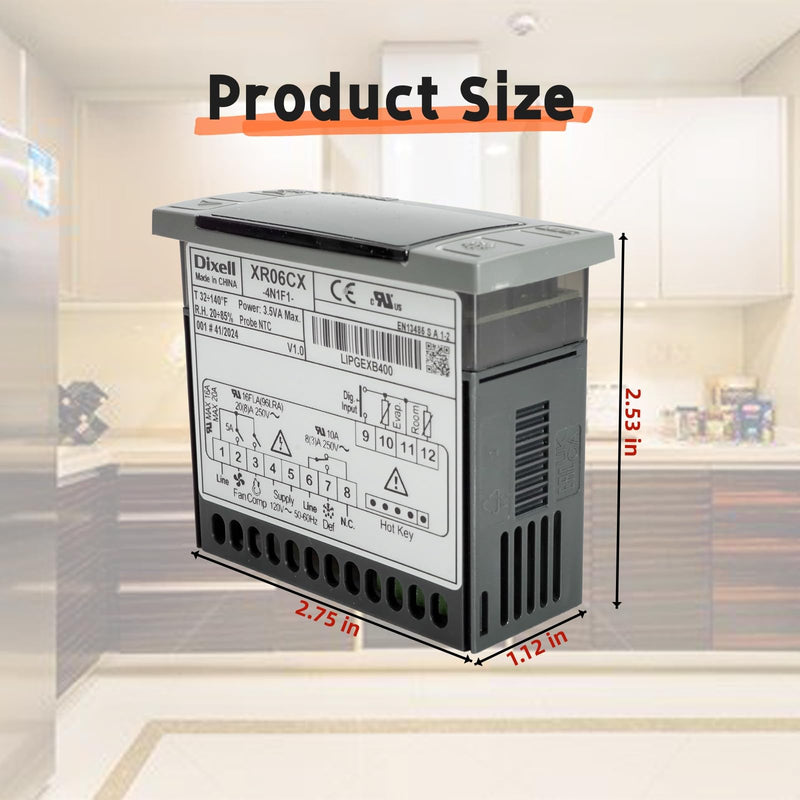 [Australia - AusPower] - XR06CX-4N1F1 for Dixell Temperature Controller Fits for 120V 50-60hz Commercial Refrigerators/Freezer Digital Thermostat Controller with Temperature Sensor 