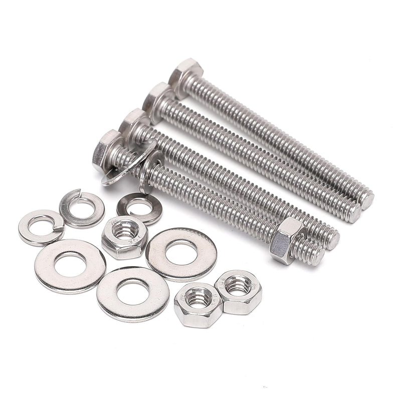 [Australia - AusPower] - 5/16-18x5" Complete Set Hex Head Screw Bolts,Nuts,Fender Flat washers,Split Lock Washers,Fully Threaded, Stainless Steel 18-8?304?, Bright Finish (5Set) 5/16x5" 