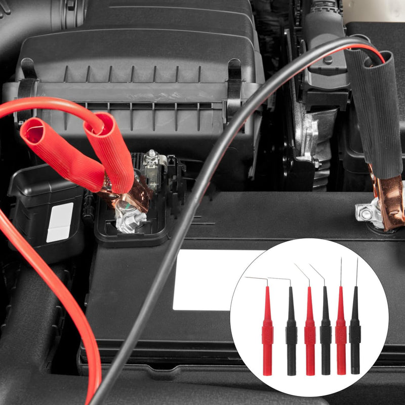 iplusmile 6-Piece Multimeter Test Probes Set: 0.7 mm Copper Test Probes Straight and Angled - For Precise Measurements of Voltage, Capacity, Car Cable Puncture, Red/Black