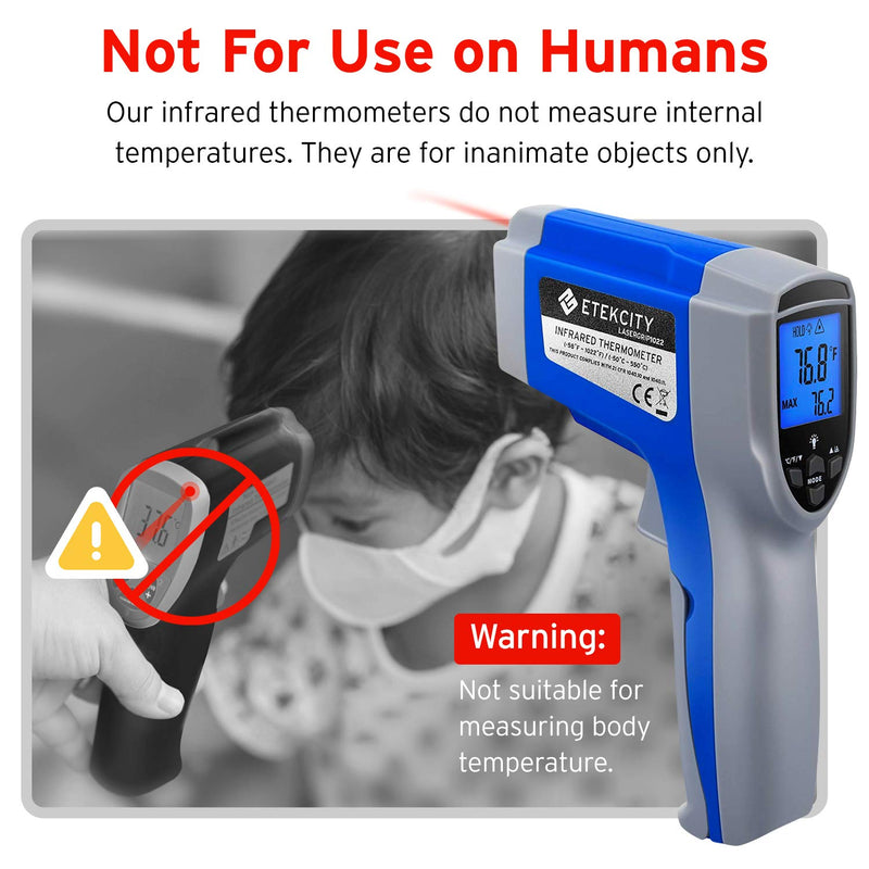 [Australia - AusPower] - Etekcity Digital Thermometers Non-contact-58°F ~1022°F (-50°C ~ 550°C) ith Adjustable Emissivity & Max Measure for Meat Refrigerator Pool Oven, Blue 