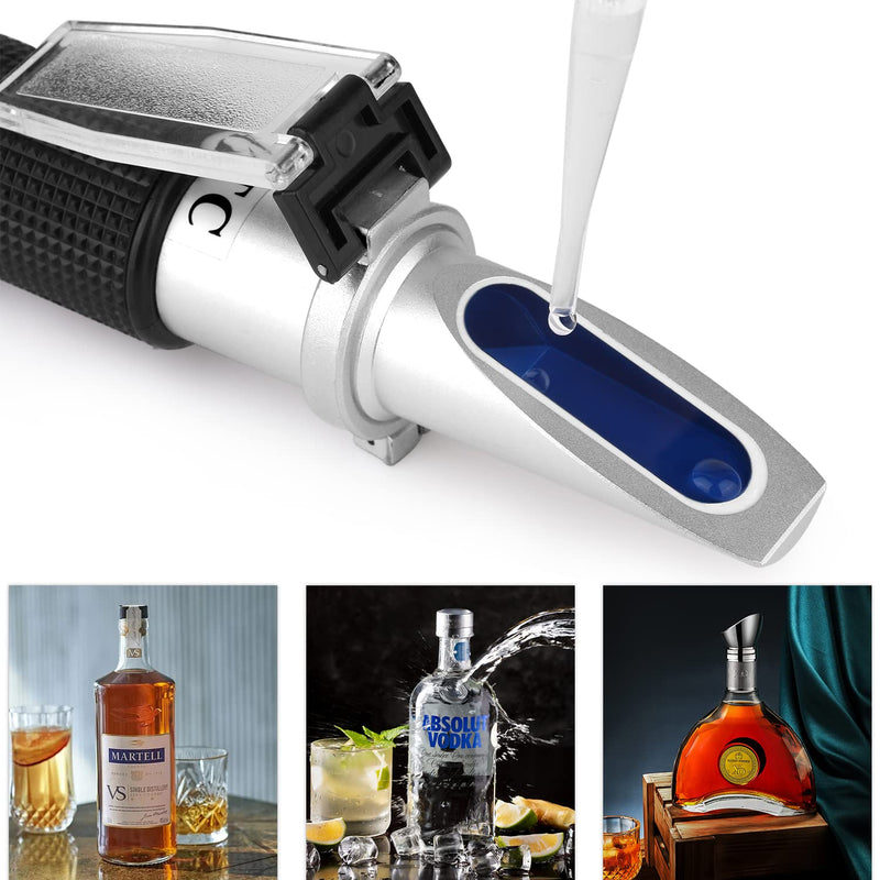 [Australia - AusPower] - Optical Hydrometer, LEERCHUANG Alcohol Refractometer (0-80% v/v) for Distilled Spirits, Alcohol Content Measurement Meter in Alcohol Liquor Products - Not Suitable for Beer or Wine Spirits Measurement 