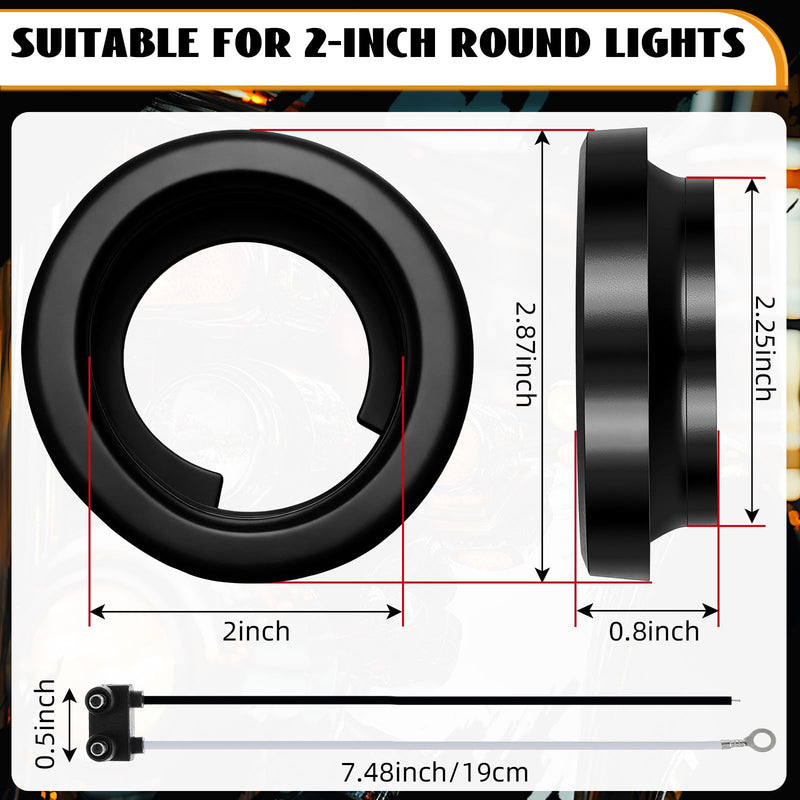 Pangda 10 Pack 2 Inch Rubber Grommets for Truck Trailer Boat Lights with 2 Prong Pigtails Trailer Side Marker Lights Grommets with 2 Pin Wire Pigtail Connector Kit for Truck RV Boat