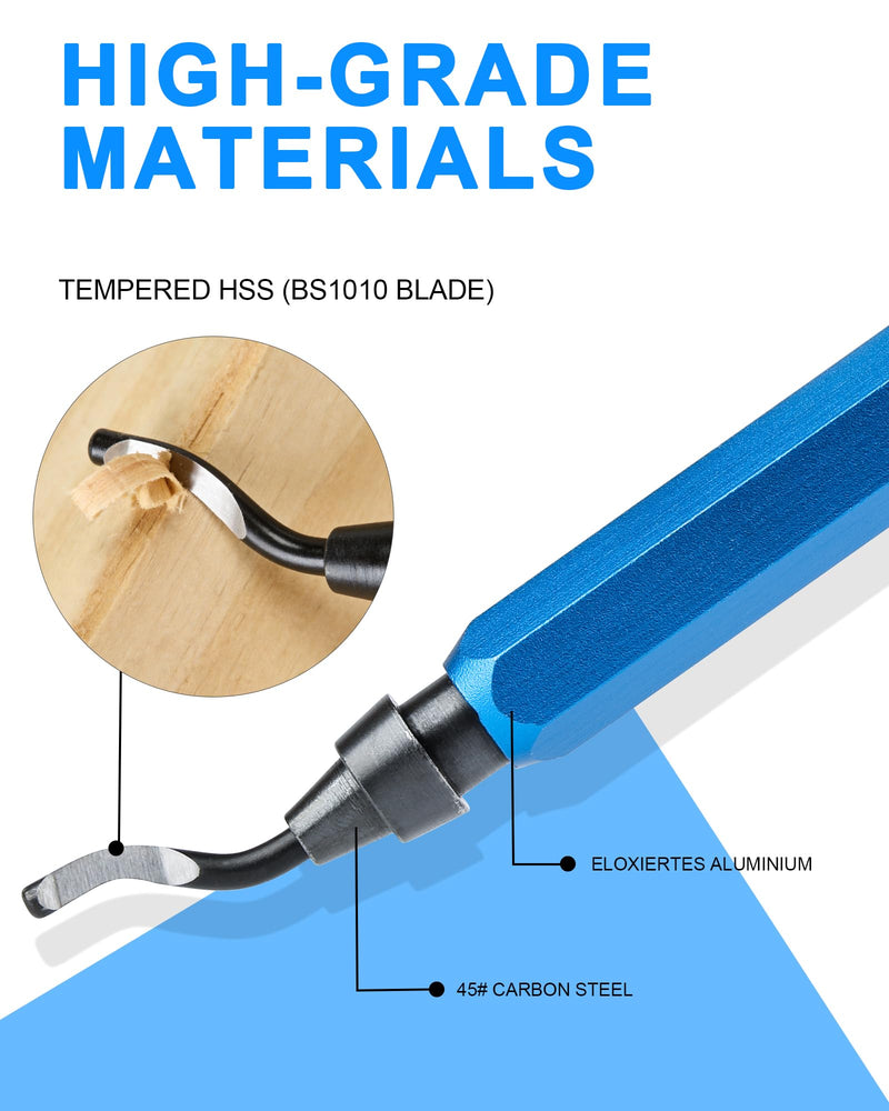 Deburring tool, universal deburring tool, 360° rotatable | With 10 high-quality blades, hand deburrer for metal, plastic & 3D printing tool - deburring tool - deburrer for 3D printing/aluminum