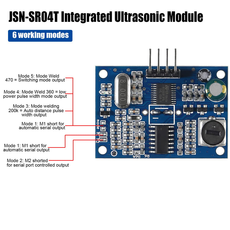 [Australia - AusPower] - 1pcs JSN-SR04T Ultrasonic Distance Sensor,Measuring Ranging Transducer Module Ultrasonic Module 5V DC Waterproof Measuring Transducer Module with 2.5M Probe Cable 1 