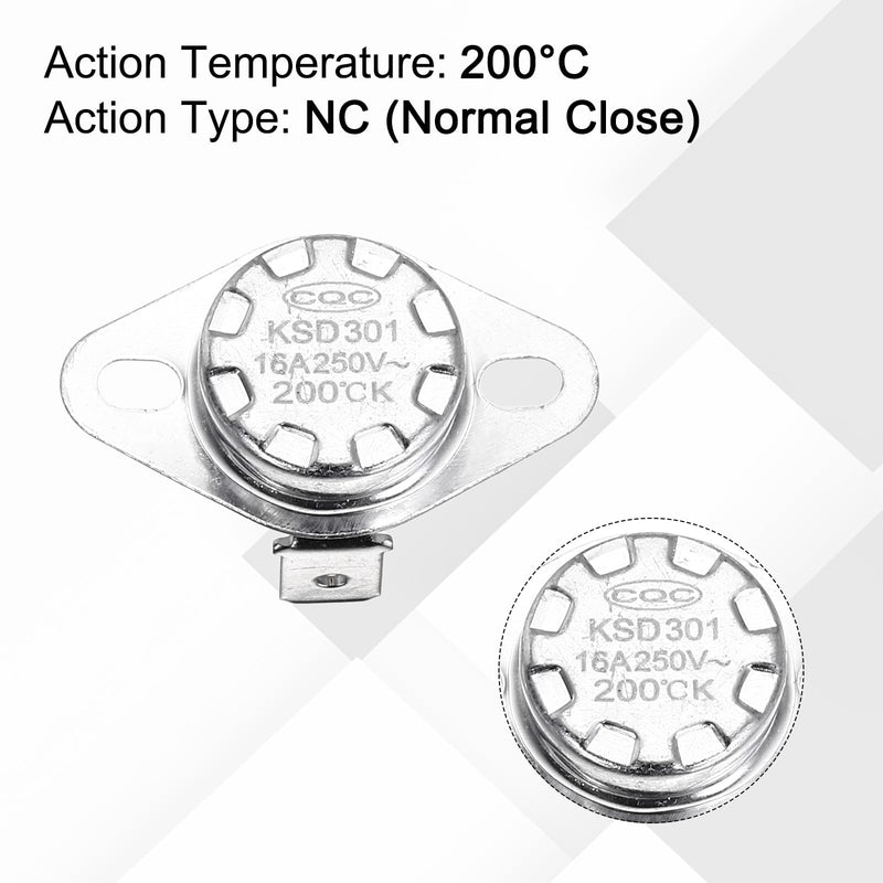 [Australia - AusPower] - uxcell KSD301 Thermostat 200℃/392°F 16A Normally Open N.O Temperature Switch for Microwaves,Oven,Coffee Maker 4 Pcs,Ceramic Material 