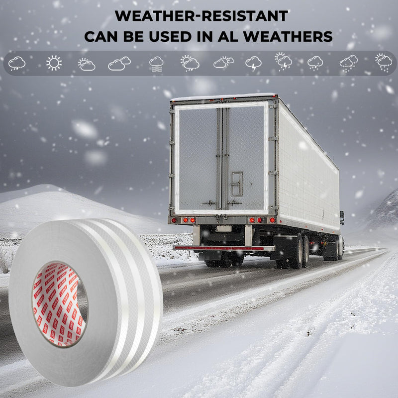 SWRT 2 Inch X 30 FT Reflective Tape Outdoor Waterproof DOT-C2 Fade Resistant White Reflective Tape Strong Adhesive Safety Warning Tape Reflector Conspicuity Tape for Trailer Trucks Bikes 2IN x 30FT