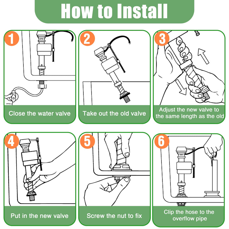 [Australia - AusPower] - Saillong 2 Pack Toilet Fill Valve Replacement, Height Adjustable Universal Toilet Tank Flusher Replacement Kit, Leak-Proof Easy Install Fill Valve Repair Kit 