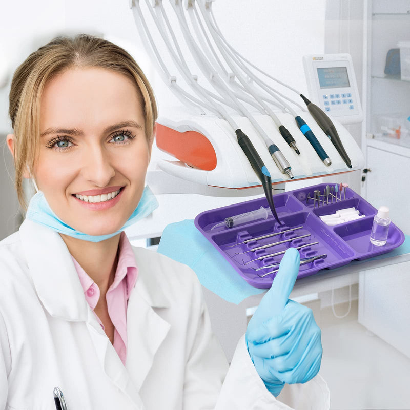 [Australia - AusPower] - JMU Dental Instrument Divided Tray, Autoclavable Plastic Separate Setup Dental Trays Size B 13.25" x 9.75", Purple 1 