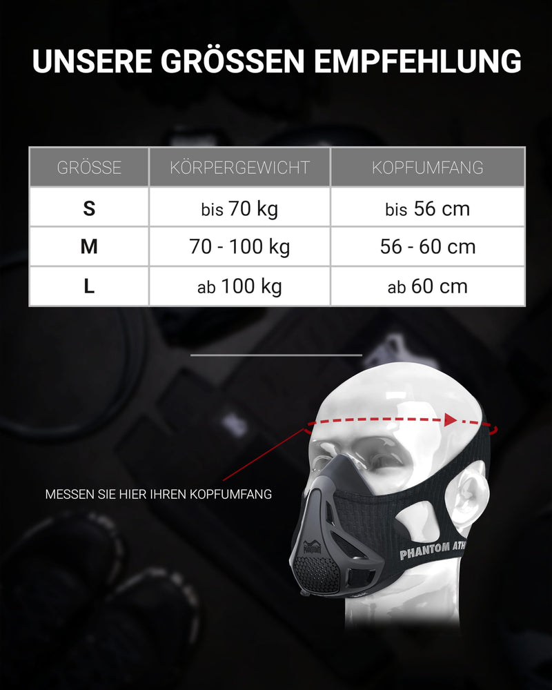 Phantom Athletics Training Mask - Endurance Training for More Performance in Sports M Black