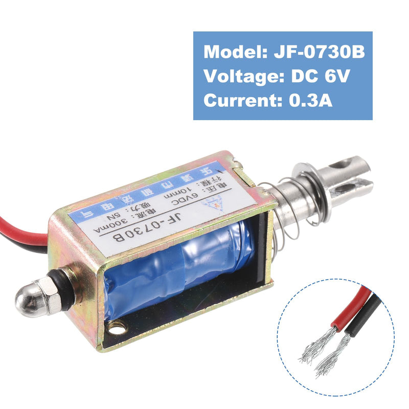 [Australia - AusPower] - QUARKZMAN DC 6V 0.3A Solenoid Electromagnet Push Type 5N 10 mm Hub Electromagnetic Actuator Open Frame Linear Motion JF-0730B Magnet Electromagnet 