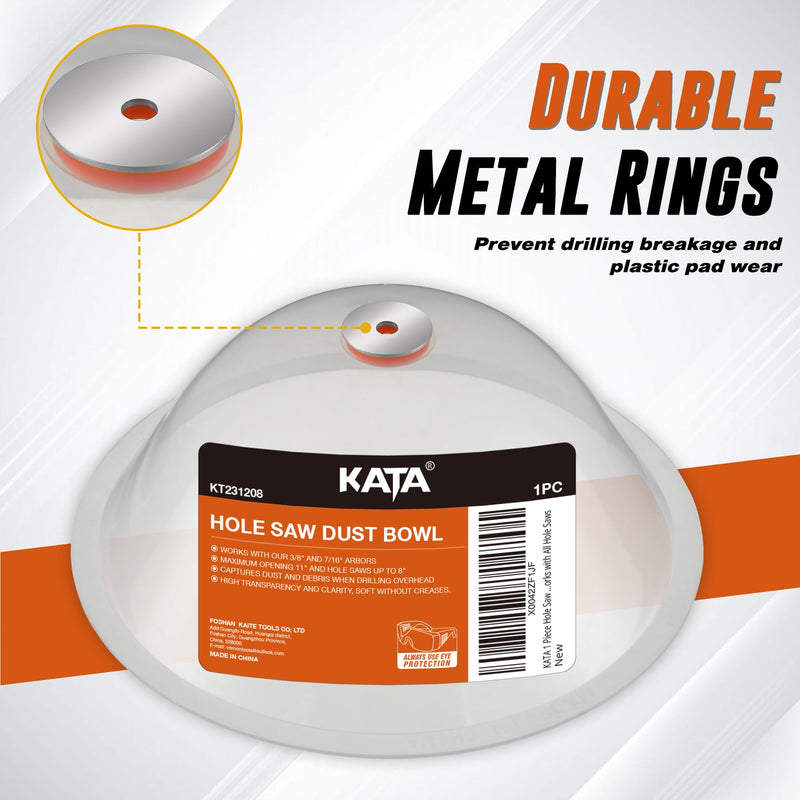 [Australia - AusPower] - KATA 1 Pack Silicone Dust Bowl for Hole Saw, Hole Cutting Drywall and Ceiling Tile for Installing Recessed Lights, Hole Saw Accessories and Works with All Hole Saws, Extra 2pieces Metal Ring 1PACK 